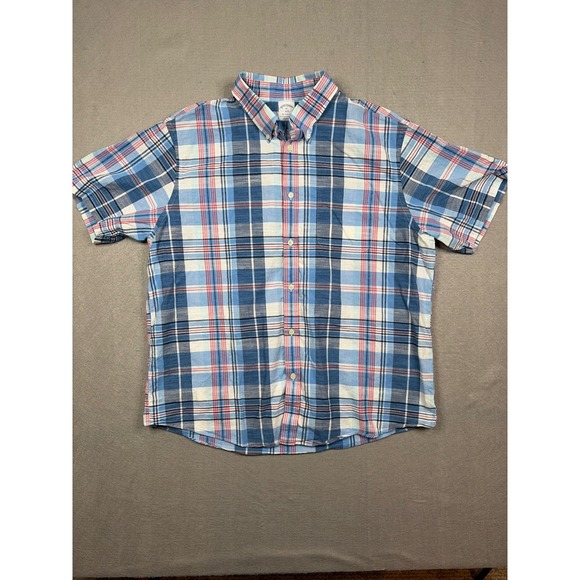 Brooks Brothers Other - Brooks Brothers Regent Fit Plaid Short Sleeve Button Down Shirt Mens XL Blue Red